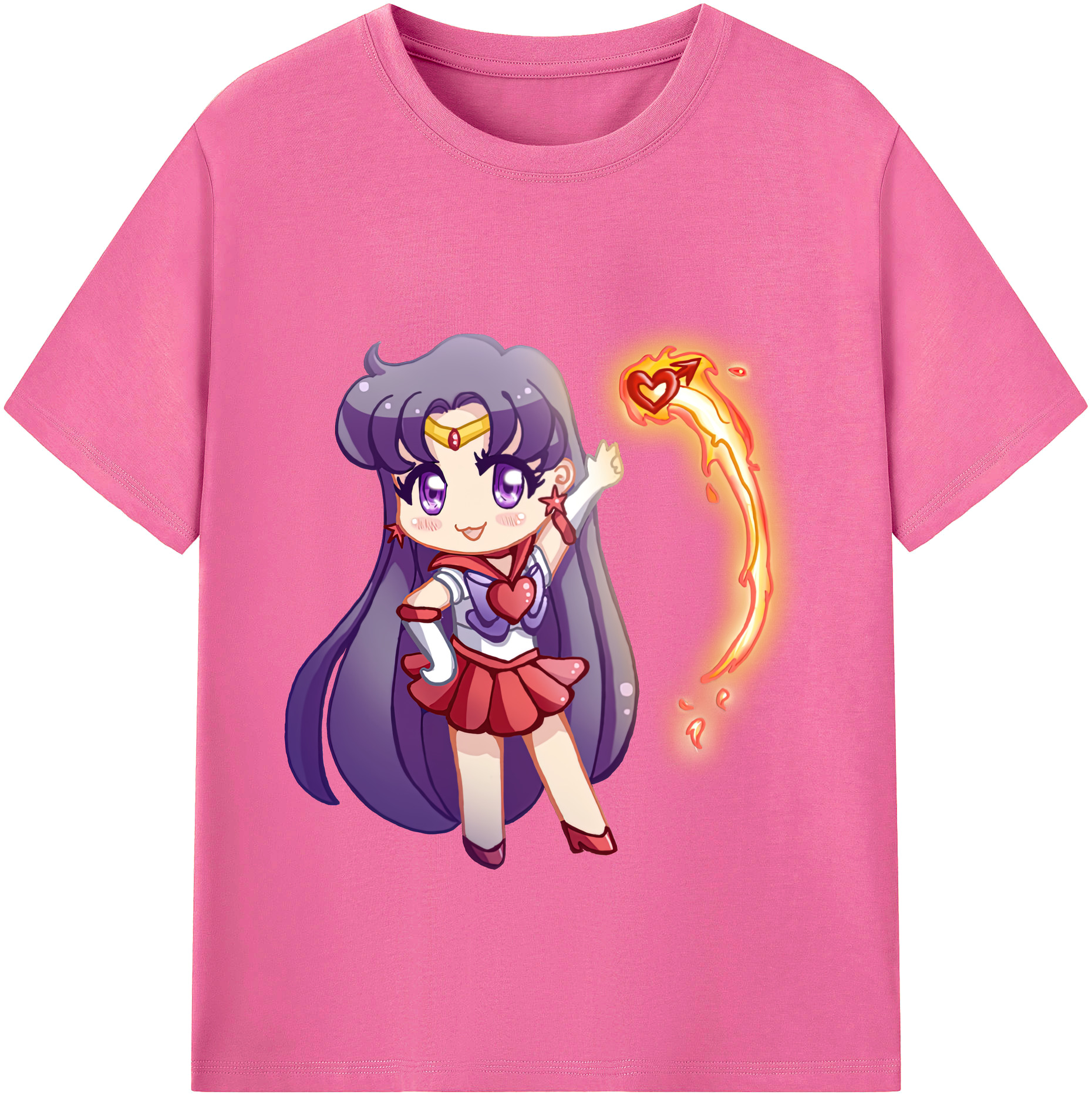（画像用） 美少女戦士セーラームーン 火野レイ ひの レイ Sailor Moon Hino Rei （セーラーマーズ,Sailor Mars） レディースカジュアルプリントTシャツ（綿100％）